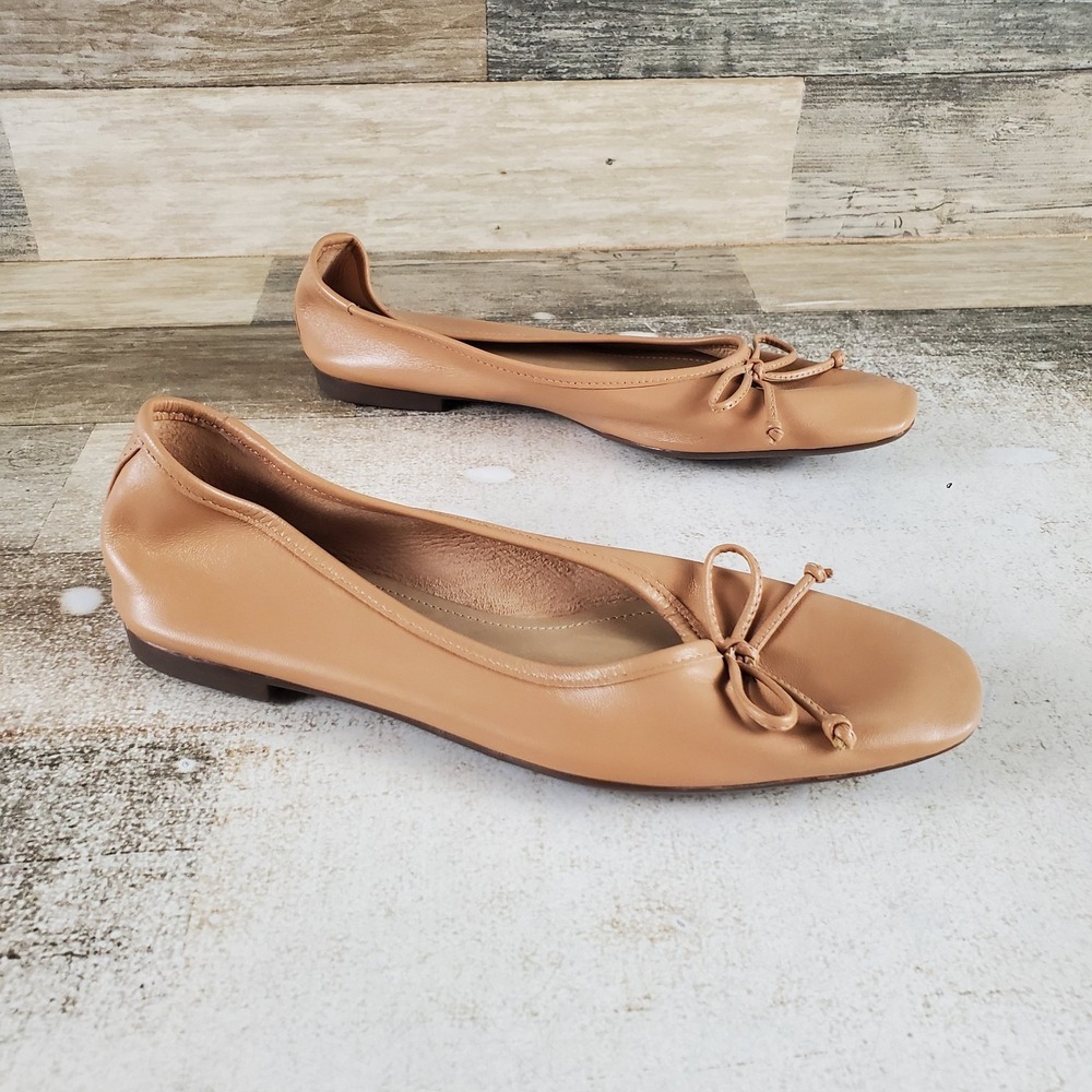 Schutz Arissa Womens Ballet Flats Sz 5 Honey Beige Leather Slip On Square Toe